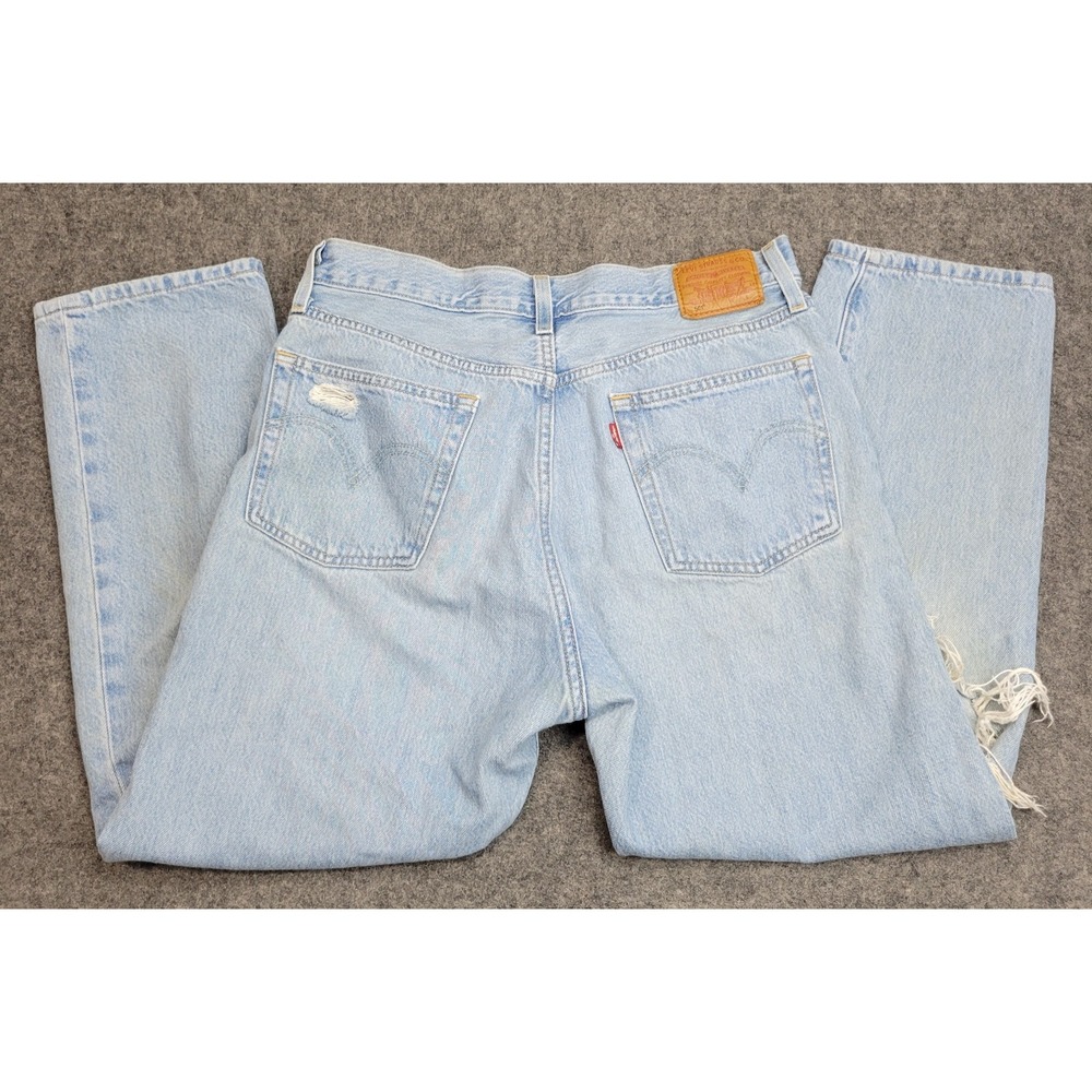 Levis 501 Jeans Womens 30x26 Blue Denim Boho Streetwear Distressed Button Fly